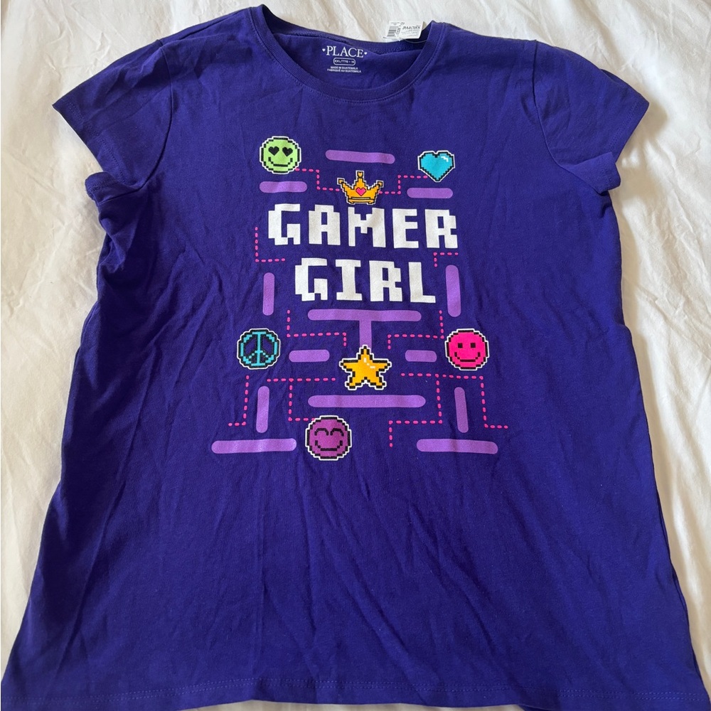 NWT The Children's Place Purple Gamer Girl Tee XXL